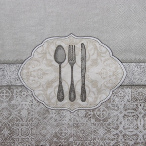 2 ou 4 serviettes en papier pour créations manuelles, couverts sur un motif de carreaux de mosaïque marocaine beiges, serviette pour découpage de couverts, collages de carreaux
