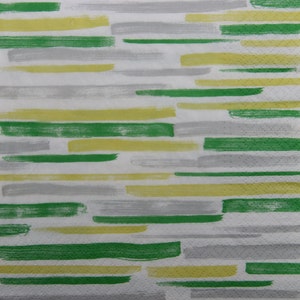 2 oder 4 Stück Papierservietten zum Basteln, Pinselstriche Grün, Gelb, Grau Streifen Muster auf weißem Hintergrund, Servietten für Decoupage