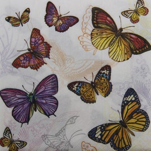 Tovaglioli di carta da 2 o 4 pezzi per decoupage, farfalle colorate con ombre grafiche, tovaglioli a farfalla per decoupage, collage di farfalle