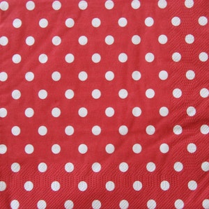 2 o 4 servilletas de papel para manualidades, diseño de lunares blancos sobre fondo rojo, servilletas para decoupage, fabricación de tarjetas, papel para manualidades, diario