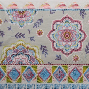 2 of 4 stuks papieren servetten voor decoupage, roze, blauw, groen mandalapatroon, boho decoratieve decoupage servetten, boho decoupage servetten