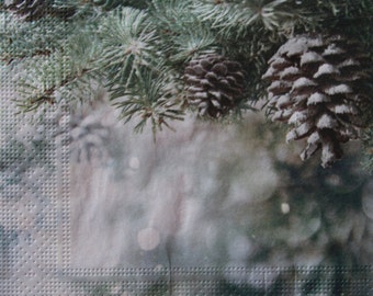 Papieren servetten dennenappel, decoupage wintervakantie (2 of 4 stuks)