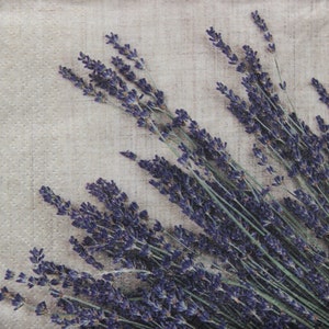 2 ou 4 serviettes en papier pour découpage, gerbe lavande pourpre sur fond beige, serviettes pour découpage collages Provence