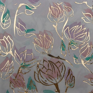 2- of 4-delige papieren servetten voor decoupage, gouden accentbloemen in roze en violette pastelkleuren, knipservetten, collages, servetten voor het maken van kaarten