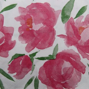 2 ou 4 serviettes en papier pour bricolage , Pivoines roses sur fond blanc , Serviettes pour découpage , Créations de serviettes de table , Collage , Scrapbooking