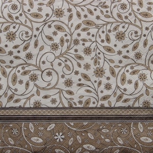 2 oder 4 Stück Papierservietten zum Basteln, braunes nahtloses Schnörkelmuster auf beigem Hintergrund, Servietten für Decoupage, Servietten mit floralen Collagen