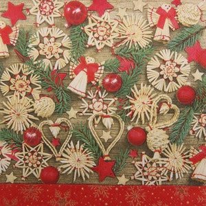 2 o 4 pezzi di tovaglioli di carta per lavori artigianali, decorazioni scandinave in paglia con rametti di abete su sfondo marrone, angeli intrecciati, cuori