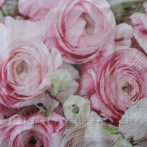 2 oder 4 Stück Papierservietten für Decoupage , rosa Ranunkel Blumen , blühende Butterblume Blumen Decoupage Servietten , Journaling , Scrapbooking
