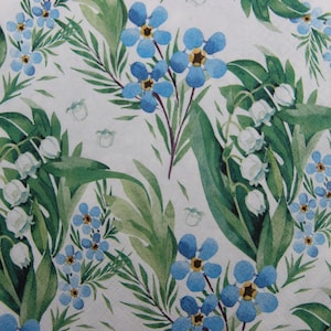 2 ou 4 serviettes en papier pour découpage, fleurs de muguet blanc et fleurs myosotis bleues, découpage de fleurs printanières