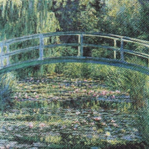 2 of 4 stuks papieren servetten voor ambacht, Claude Monet The Water Lily Pond, decoupageservetten The National Gallery Art, decoupage natuurlandschap