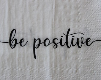Be Positive Papierservietten, schwarzer Slogan Print, Norwegen (2 oder 4 Stück)