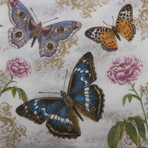 2 oder 4 Stück Papierservietten für Decoupage, bunte Schmetterlinge mit Blumen und goldenen Vintage Verzierungen, Schmetterling Servietten für Decoupage