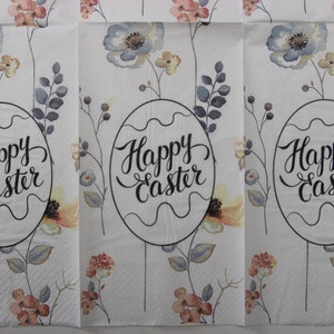 2 oder 4 Stück Papierservietten für Decoupage, Aquarellfarbe Wildblumen auf weißem Hintergrund mit Slogan Frohe Ostern, Scrapbooking, Collagen