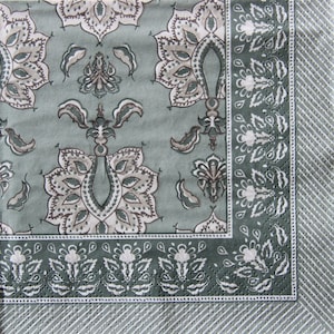 2 ou 4 serviettes de table pour découpage, motif cachemire floral beige et bleu sarcelle sur fond bleu sarcelle gris, serviettes de table cachemire sans couture, serviettes de table orientales