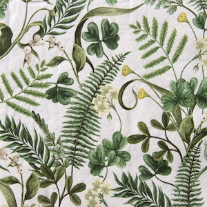 2 ou 4 serviettes en papier pour créations manuelles, serviettes de table verdure sans couture, feuillage vert sans couture sur fond blanc, serviettes de table feuilles