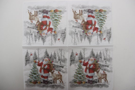 Tovaglioli Di Carta Natale Per Decoupage Set 4 Tovaglioli Di Carta Tovaglioli Invernali Uccelli - Italia
