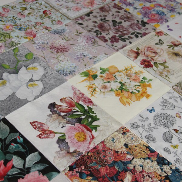 Floral Napkins for Decoupage Etsy