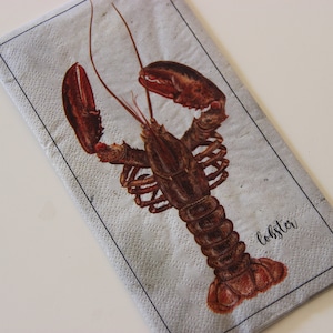2 of 4 stuks papieren servetten voor decoupage, rode kreeft op grijze rokerige achtergrond met inscriptie kreeft, servetten, afmeting 13 x 16,5" / 33 x 42 cm