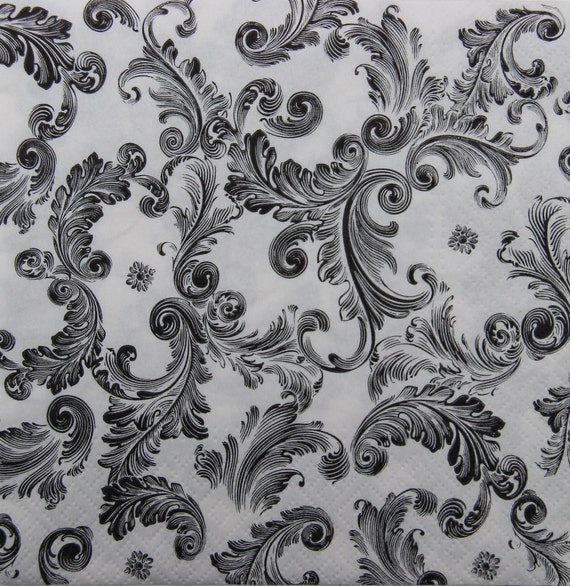 Black Damask Party Napkins - Pack Of 16, 6.5x6.5 Inch Disposable Luncheon Napkins For Weddings & Events - View #9