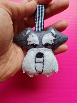 Portachiavi Cucciolo Di Schnauzer In Pelle Artificiale - Portachiavi Regalo Per Amanti Dei Cani, Dettagli Curati