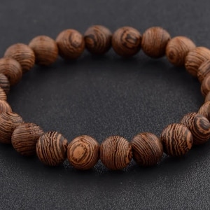 Natural Wooden Buddha Bead Bracelet 8mm