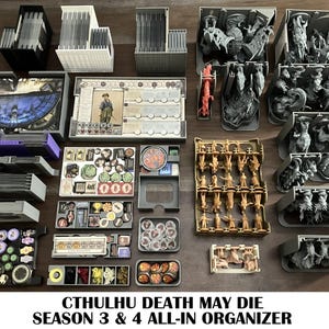 Cthulhu Death May Die Staffeln 3 & 4 Vollständig 3D Gedruckter Organizer + Unknowable Box und alle Erweiterungen