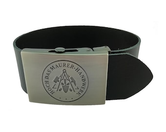Hosengürtel Maurer Handwerk und Zunft - schwarz - Leder oder Textil - 4 cm breit - Einheitslänge - kürzbar
