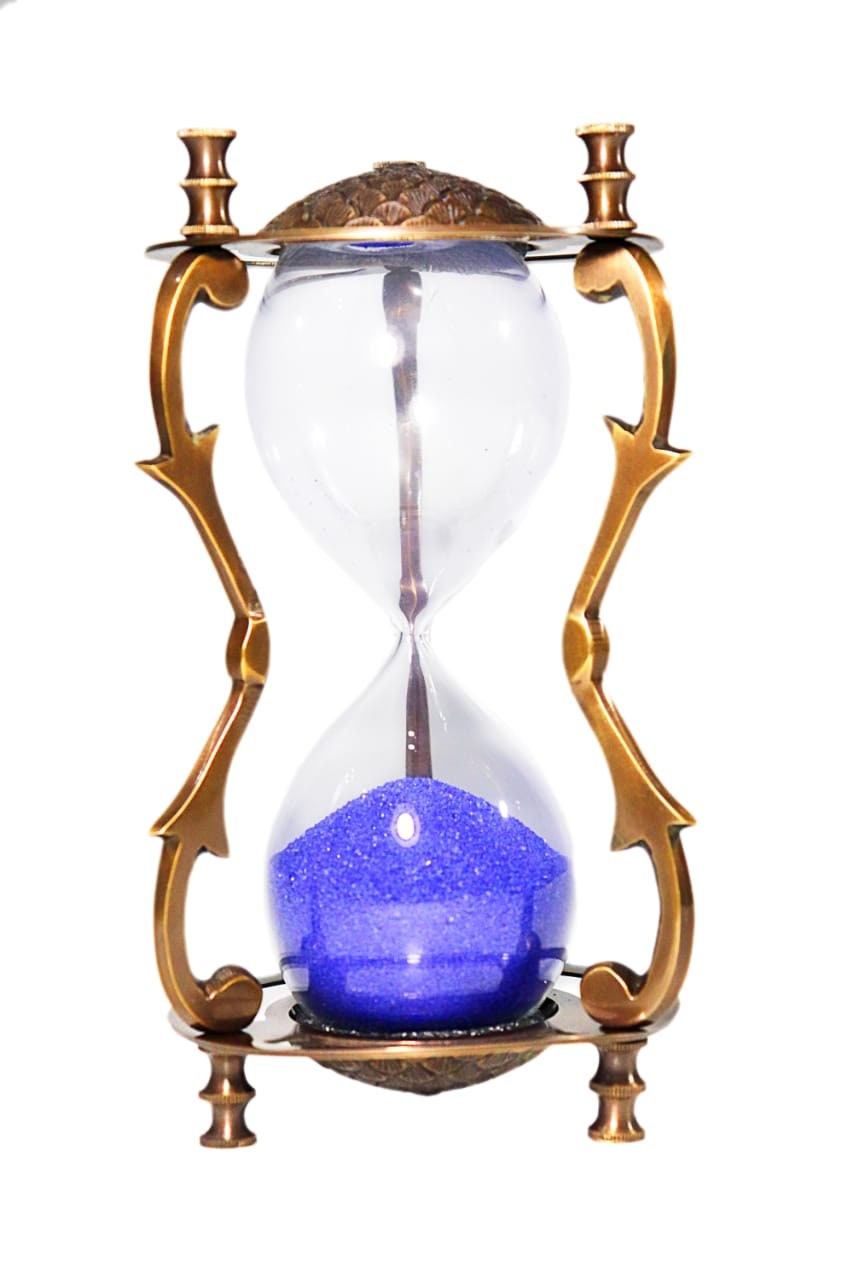 Temporizador de arena clásico vintage de latón grabado de 7