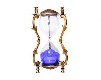7" Brass Engraved Sand Timer Vintage Classic Hourglass for Table Top Decor