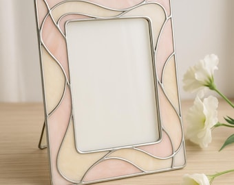 Handgemaakte glas-in-loodfotolijst: pastel bruiloft, baby, herdenkingsdecor