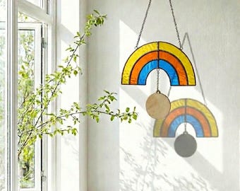 Stained Glass Rainbow Bridge Suncatcher | Pet Loss Memorial Decor