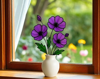 Glasmalerei Mohnblumenstrauß: Handgemachte Blumentischdekoration