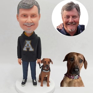 Custom Bobbleheads With Dog, Custom Man with Dog Bobbleheads, Man With Dog Figurines Custom, Man Bobblehead Custom, Pet Figure Personalized