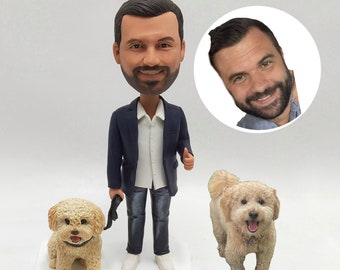 Custom bobblehead With Dog For Father From Photos ,Cool Fathers Day Gifts, Gifts For Your Boss Male, Personalized Romantic Gifts For Him