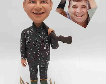 Custom Hunter Bobblehead Personalized Outdoorsman Figurine, Present for Men Who Love Hunting