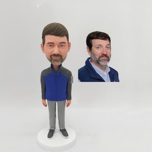 Man Bobblehead Custom, spersonalizowany prezent urodzinowy dla taty, męża, chłopaka, niestandardowa figurka na tort urodzinowy, fajne prezenty świąteczne, świetny prezent