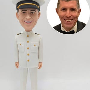 Custom naval officer bobble head , male navy bobblehead , Christmas gift for navy captain doctor gift . personalized navy officer bobblehead