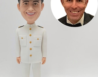 Custom naval officer bobble head , male navy bobblehead , Christmas gift for navy captain doctor gift . personalized navy officer bobblehead