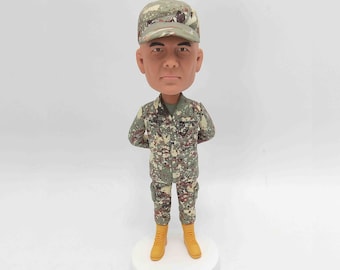 Custom Soldier Bobblehead Personalized Military Officer Figurine, Army Navy Air Force Police Man Keepsake
