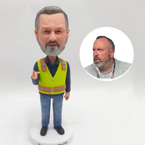 Custom Construction Worker Bobblehead Personalized Builder Figurine Handmade Sculpture Retirement Celebration Edition