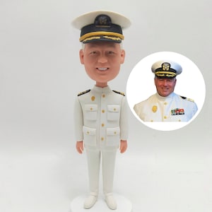 Personalisierte Bobbleheads: Kapitän/Marineoffizier Personalisierte Bobbleheads als Geschenk | Personalisierte Bobbleheads Einzigartige Geschenke für den Vatertag Geburtstag