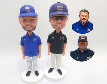 Custom bobblehead gift for Coach, personalized baseball player bobblehead from photo, bubblehead with sunglasses and cap Gifts For Your Boss