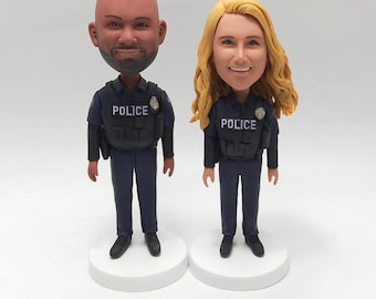 Custom Police Coworker Christmas Bobblehead Figurine Personalized Officer Portrait Handmade Honor Style Festive Keepsake