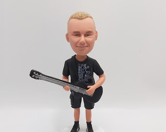 Custom Guitar Bobblehead Personalized Musician Figurine Handmade Sculpture Guitarist Edition Artistic Design Performance Memory