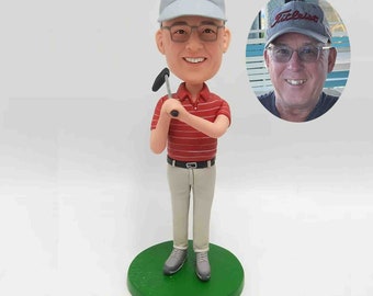 Custom Golf Bobblehead Personalized Golfer Figurine Handmade Sculpture Christmas Holiday Edition Unique Design