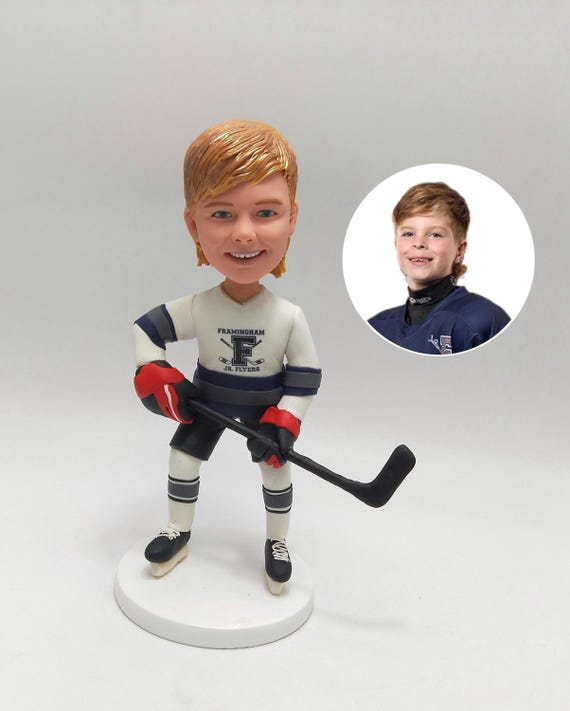 Custom Youth Hockey Bobblehead Personalized Player Figurine, MVP Award for Kids Team Keepsake