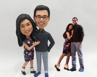 Custom Anniversary Couple Bobblehead , Personalized Lover Statues, Personalized Couples Figurines For Wedding Personalized Couple Bobblehead