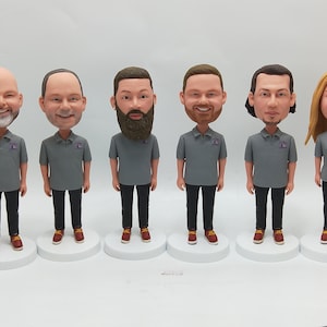 Custom Different Bobbleheads Over 6 People, Custom company staff Group Figurines, Custom employee Bobbleheads As Gifts, Custom Group Statues