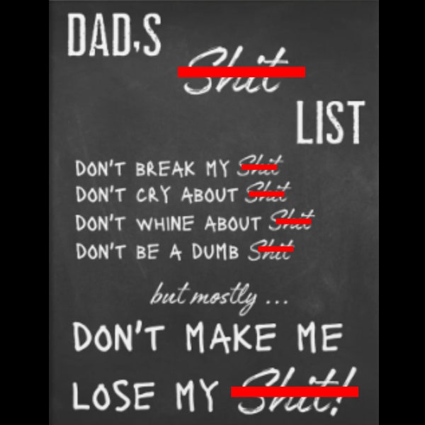 Poster of Dad’s Sh*t List, Framed Poster Dad’s Rules, Dad’s Rules Poster, Poster with Dad’s Rules, Dad’s House Rules, *hit List Poster Gift