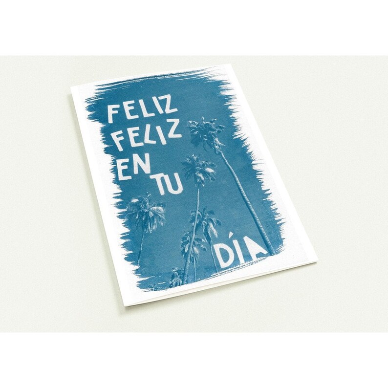 Tropical Birthday Card. Pack of 10 cards made from a cyanotype image 9